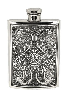 Pewter Hip Flask Celtic Knot 6 oz