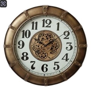 Wall Clock in Bronze with Bronze Gears  -  (80 cm Diameter)